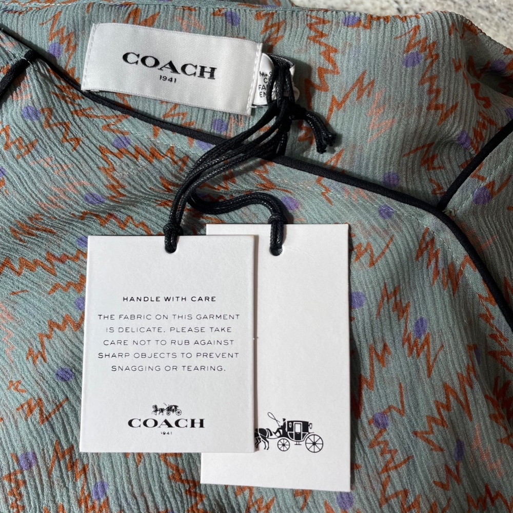 Printed Long Chiffon V Neck Dress from Coach - Picture 6 of 7